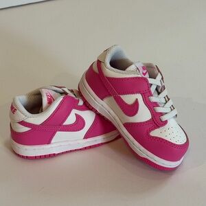 Nike Dunk Low Kids White and Hot Pink Sneakers